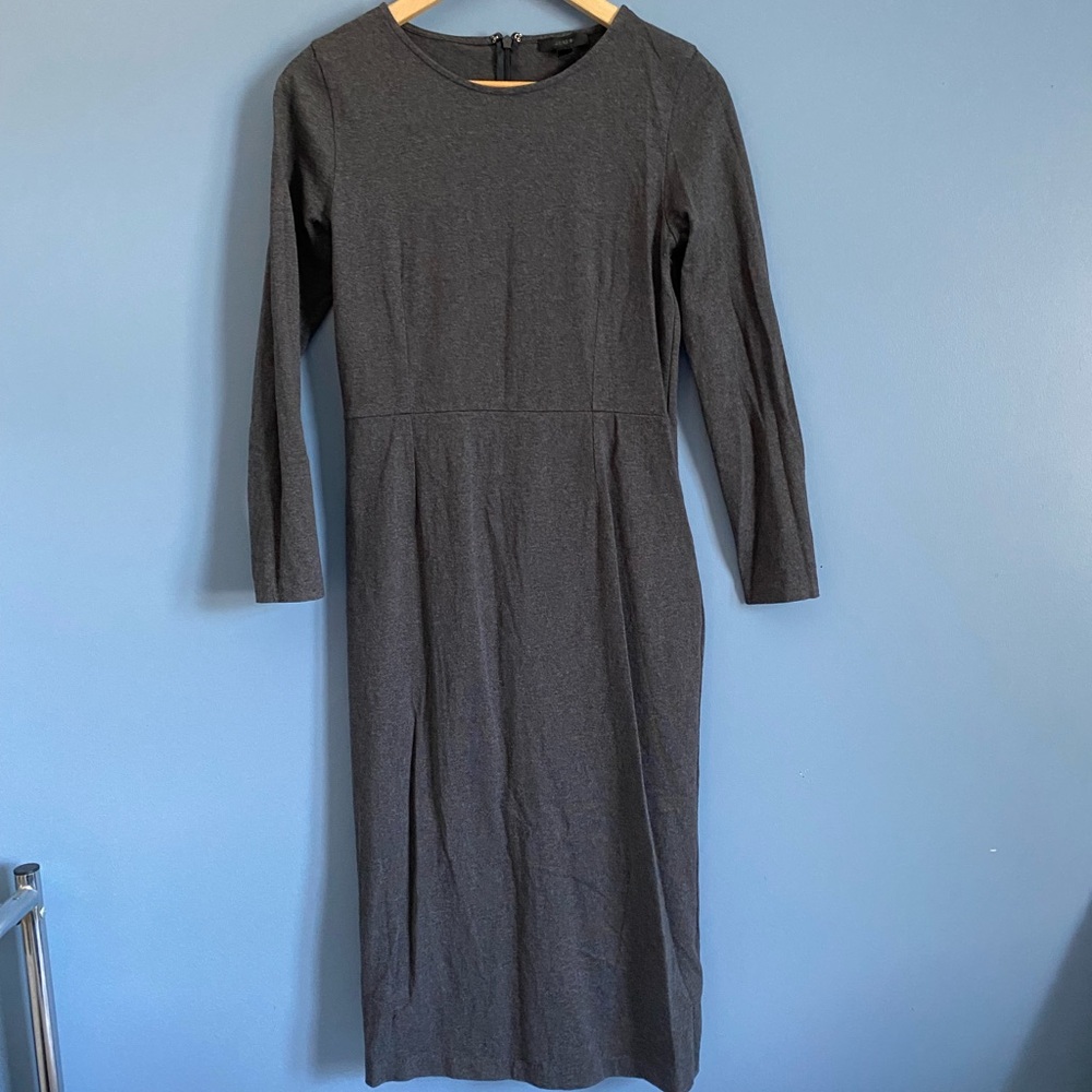 J. Crew Charcoal 3/4 sleeve Below the knee Dress